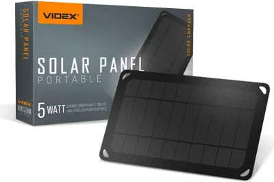 Produktbild von VIDEX tragbares Solar-Ladegerät 5W leicht IP68 + USB Typ-C Kabel 1 m