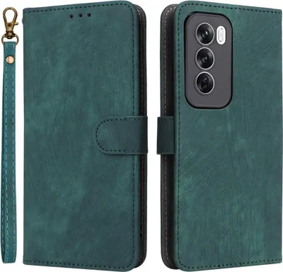 Produktbild von OPPO Reno12 Hülle - Coverup Klapphülle mit Schlüsselband - Grün