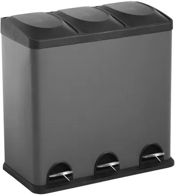 Produktbild von Abfalltrenner 3-fach 60L Edelstahl Fingerabdruckfrei