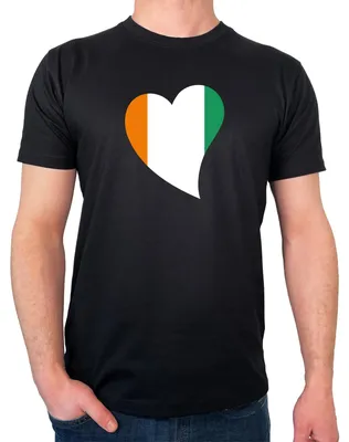 Produktbild von Huuraa Herren T-Shirt Elfenbeinküste Flagge Herz M Black Bio Baumwolle Fairtrade Herrenshirt Geschenkidee
