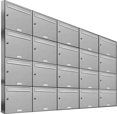 Produktbild von 20er Edelstahl Briefkasten Anlage 20 Fach Wandbriefkasten Postkasten