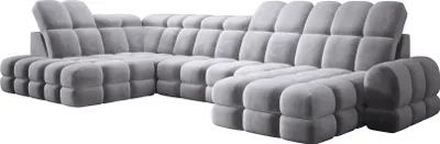 Zdjęcie produktu dla DomoHome narożnik Tollo szary Salvador tkanina lewa strona 400x217x105 cm, sofa w kształcie litery U z funkcją spania, podstawa łóżka 120x85x17 cm, regulowana elektrycznie
