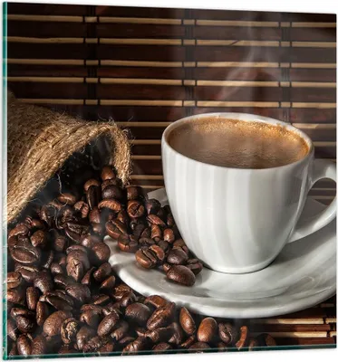 Produktbild von Bilder auf glas - Aroma Kaffee Getreide - 50x50cm - Glasbilder - Wandbilder - Kunstdruck - zum Aufhängen bereit - Wanddekoration aus Glas - Glas Bilder - Wandbild auf Glas - Einteilig - GAC50x50-2382