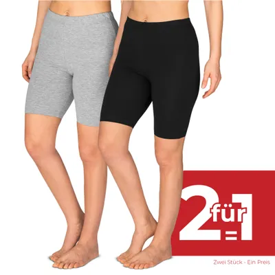 Produktbild von SES Kurze Radlerhose Damen 2er Pack schwarz/grau 44/46 aus Baumwolle/Bequeme Damen Radlerhose/Radlerhose Damen Baumwolle mit perfektem Sitz/Geeignet als Radlerhose Damen kurz für Kleid