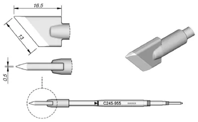 Produktbild von JBC Lötspitze Serie C245 Klingenform, C245955/13,0 x 0,5 mm, gerade C245955