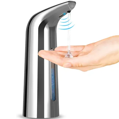 Produktbild von Seifenspender Automatisch, 400ML Elektrischer Seifenspender mit Sensor, IPX6 Wasserdicht Berührungsloser Automatischer Seifenspende, Silber