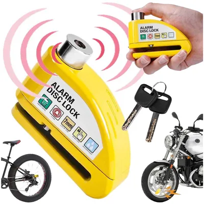 Zdjęcie produktu dla REVENTO®  Blokada tarczy hamulcowej z alarmem na klucz do roweru, motocyklu