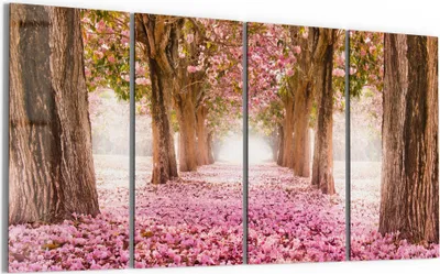 Produktbild von DEQORI Glasbild Echtglas 4x30x60 cm 'Kirschblütenallee' Wandbilder XXL groß