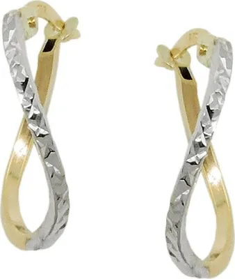 Produktbild von Paar Creolen Ohrringe oval 375 Gold Gelbgold rhodiniert bicolor Ohrschmuck Damen