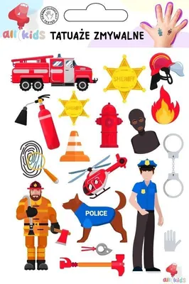 Image de Tatouages temporaires pour enfants : pompier et policier - All4Kids
