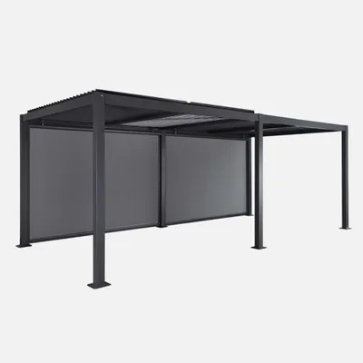 Immagine prodotto di Pergola bioclimatica 3x6m + 2 tende 3m, Antracite