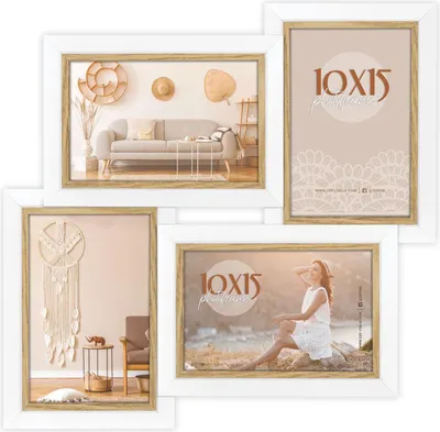 Produktbild von ZEP Fotorahmen „Ayas“, weiß, für 4 Fotos (10 x 15 cm), Holz, 32 x 32 cm