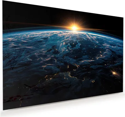 Produktbild von Glasbild 60x40cm in XXL für Wohnzimmer, Schlafzimmer Motiv Sonnenaufgang Erde