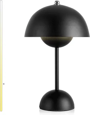 Image de Lampe de table LED sans fil à intensité variable et àtactile, fonctionnant sur piles, noire