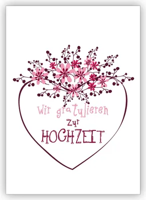 Produktbild von Wunderschöne Hochzeitskarte, Glückwunschkarte mit Blümchen und Herz: Wir gratulieren zur Hochzeit