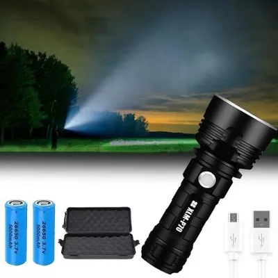 Produktbild von Leistungsstarke 200.000 Lumen Taschenlampe, 80W wiederaufladbare LED-Taschenlampe, wasserdicht, extrem hell, 3 Modi für den Einsatz im Freien