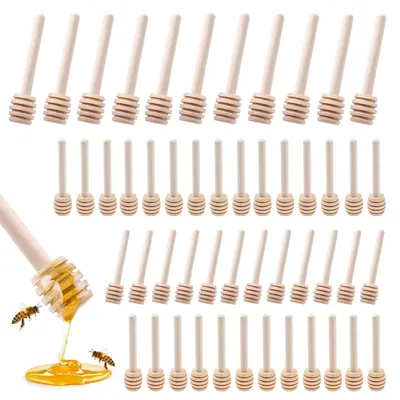 30er-Pack Honig-Dipstäbchen aus Holz, 8 cm, einzeln verpackt