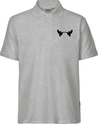 Produktbild von Huuraa Herren Polo Shirt Friedenstauben L Sport Grey Bio Baumwolle Fairtrade Poloshirt Geschenkidee