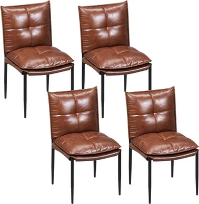 Produktbild von WOLTU Esszimmerstühle, Küchenstühle mit hoher Rückenlehne, Mit Kunstlederbezug und Metallbeinen : Braun 4 Farbe: Braun Stückzahl: 4