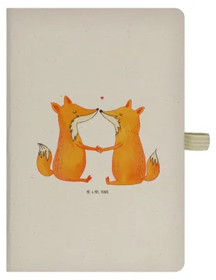 Produktbild von Mr. & Mrs. Panda DIN A5 Baumwoll Notizbuch Füchse Liebe - Transparent - Geschenk, Ehefrau, Journal, Adressbuch, Freundin, Tagebuch, Kladde, Fuchs, Reisetagebuch