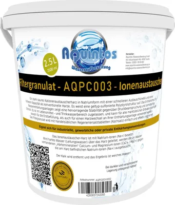 Produktbild von Pure Resin PC003 Enthärterharz Ionenaustauscher für Wasserenthärtungsanlagen Entkalkungsanlagen und Wasserfilter 2,5 Liter (Eimer)
