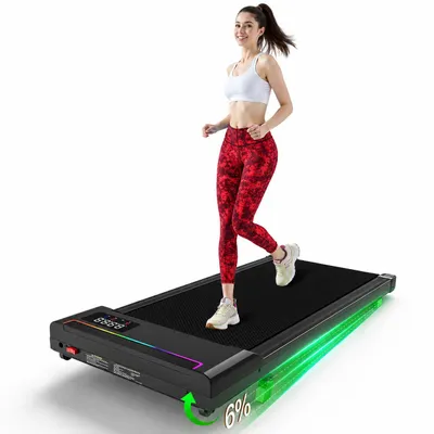Produktbild von Akluer Elektrisches Laufband mit 6 % manueller Steigung, 1–6 km/h, LED-Display, 2,5 HP Motor, tragbares Walking Pad für Zuhause und Büro