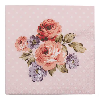 Immagine prodotto di Set di 20 tovaglioli di carta Clayre & Eef 33x33 cm (20) Fiori di carta rosa