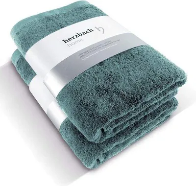 Produktbild von Unyqoos® Duschtuch 2er-Set – 70 x 140 cm, 100% ägyptische Baumwolle, 600 g/m², , Ozeangrün