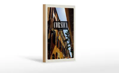 Produktbild von Holzschild Reise 12x18cm Corsica France Retro Altstadt Geschenk