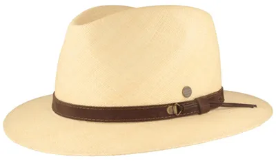 Schmaler Panama Hut Lederband & UV-Schutz 50 von Hut-Breiter in beige