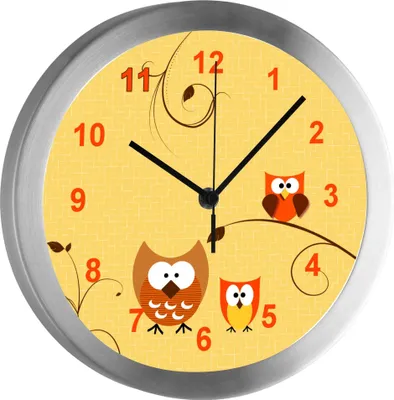 Produktbild von Funkuhr, Kinder Wanduhr, Kinderuhr, Kinderzimmer Eule orange