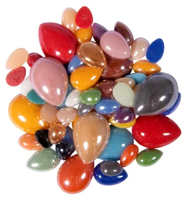 Produktbild von Glas-Mosaiksteine „Diamond“, tropfenförmig, bunte Mischung, ca. 0,85 - 1,75 cm, Box 180 g