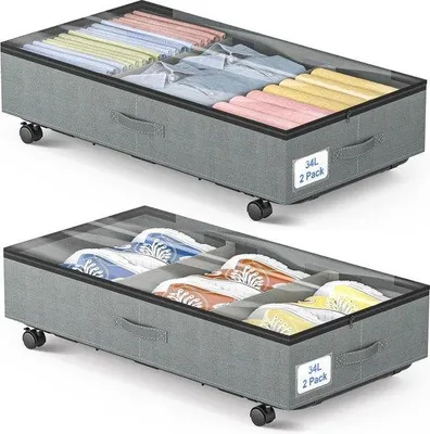 Produktbild von Bettbox mit Rädern und Reißverschluss Grau