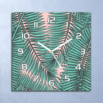 Produktbild von Deko Glasuhr Wanduhr 30x30 Exotisches Blätter Quarz Küchenuhr Bürouhr