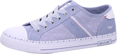 Produktbild von Mustang Damen Sneaker bestickt Baumwolle Schnürung 26M0152003, Größe:40 EU, Farbe:Blau