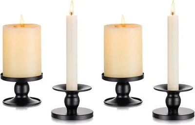 Produktbild von Famanu Set von 4 Schwarzen Metallkerzenhaltern - Stilvolle Dekoration