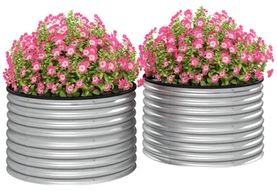 Immagine prodotto di Vaso per fiori - Vaso per piante - Vaso rialzato - Fioriera - Vaso - Set da 2 - Acciaio zincato