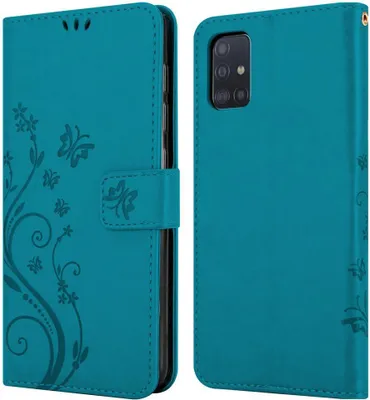 Immagine prodotto di Cadorabo cover per Samsung Galaxy A51 4G / M40s cover protettiva in blu cover protettiva cover telefono cellulare cover custodia fiori fiore