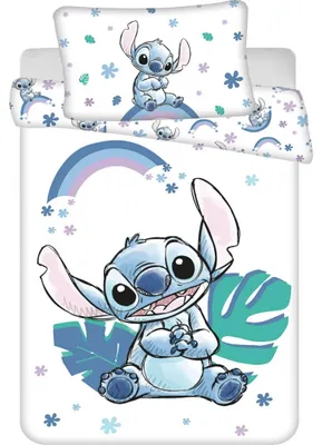 Imagen del producto de Juego de sábanas de algodón con estampado de Lilo & Stitch para cuna infantil - 100 x 135 cm + 40 x 60 cm