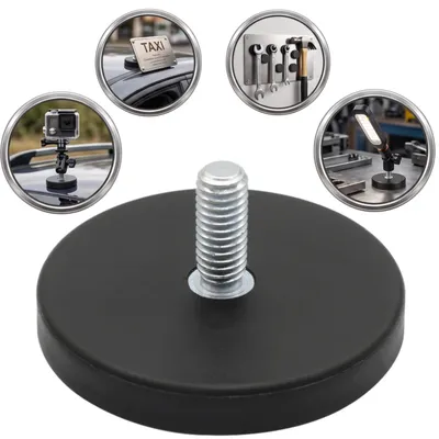 Zdjęcie produktu dla Uchwyt magnetyczny magnes neodym Ø 43 mm gwint M5 powlekany gumą max 9kg