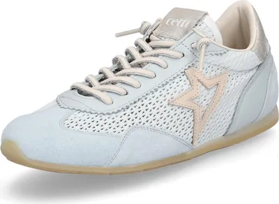 Produktbild von Damen Sneaker blau aus Leder-Mesh mit elastischer Schnürung und Wechselfußbett