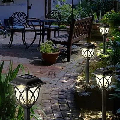 Zdjęcie produktu dla Lampy solarne ogrodowe LED ciepła biel wodoodporne IP65 zestaw 6 szt.