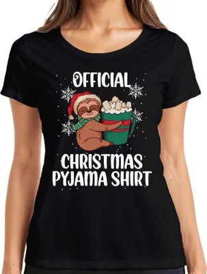 Produktbild von Official Christmas Pyjama Faultier - Weihnachten Weihnachtsgeschenk Christmas Damen T-Shirt, Schwarz, XXL