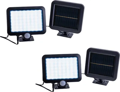 Produktbild von Näve Leuchten 2er-Set LED Solar Außenwandleuchte "PEPE" 2er-Set LED Solar Außenwandleuchte "PEPE" 2er-Set LED Solar Außenwandleuchte "PEPE" , für Außen, Wandleuchte - Kunststoff in Schwarz, mit integrierter LED  - Wandleuchten außen