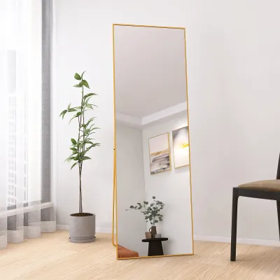 Produktbild von ProximaX Standspiegel 162x53cm Ganzkörperspiegel mit prächtigem Golden Metallrahmen - HD Großformat für elegantes Wohnen und Ankleiden