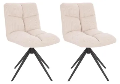 Produktbild von HOME DELUXE - Esszimmerstuhl NODA - 2er Set, Farbe: Cord Creme - 360 Grad drehbar, weiche Polsterung, bis 120 kg belastbar I Küchenstuhl Speisestühle Esszimmerstühle