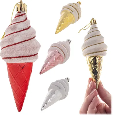 Produktbild von KADAX Weihnachtskugeln aus Kunststoff, Eiscreme, 4 Stück