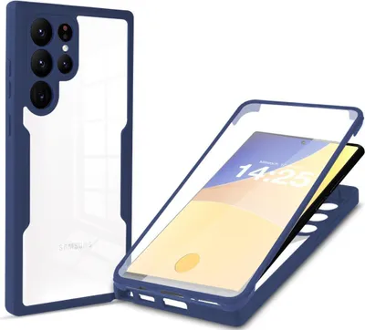Produktbild von 360 Grad Rundum Schutz Handyhülle für Samsung Galaxy S23 Ultra Full Cover Vollschutz Case Farbe: Blau