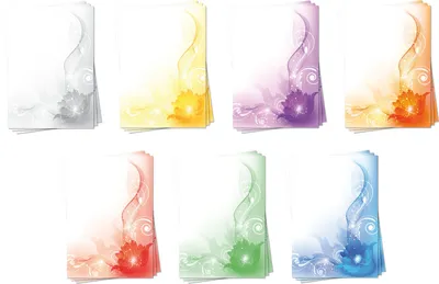 Produktbild von 7 x 5 Blatt  Blumenmuster Motivpapier Briefpapier Set Mix einseitig bedruckt 7 verschiedene Farben (Blumen-5237)