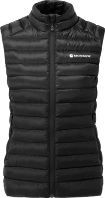 Schwarzes Damen-Westen von Montane; Modell "WOMEN"S ANTI-FREEZE GILET"; gepolstert mit Reißverschluss.